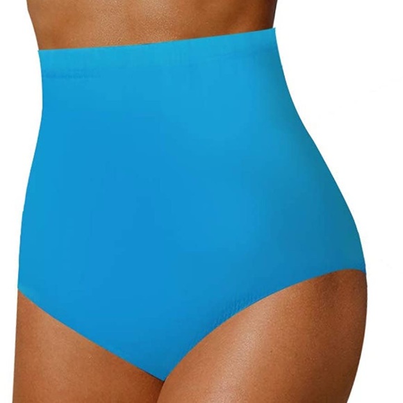 High Waisted Swimsuit Bikini Bottoms Tummy Control XL Blue - Picture 4 of 10